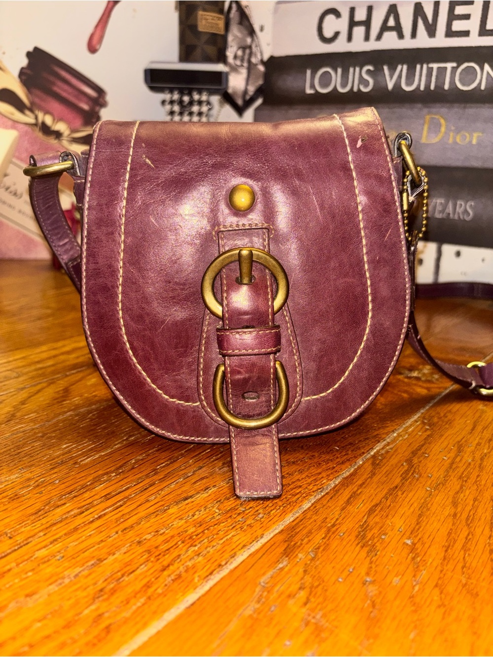 Coach Vintage Legacy Garcia Mini Burgundy Leather Crossbody Bag COA